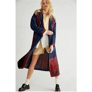 Free People Indigo Dreams Size S $498 Bohemian Embroidered Patchwork Denim